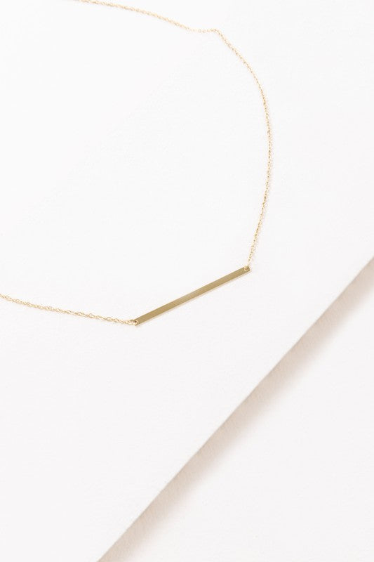 Modern Minimalist Bar Necklace 14K