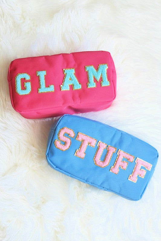 Varsity Letter Patch Makeup Bag Glam Stuff