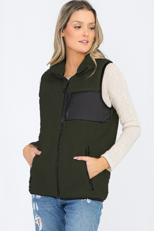 UNISEX WOMENS SHERPA FLEECE VEST TOP JACKET