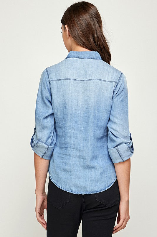 TENCEL TOP DENIM BLOUSE