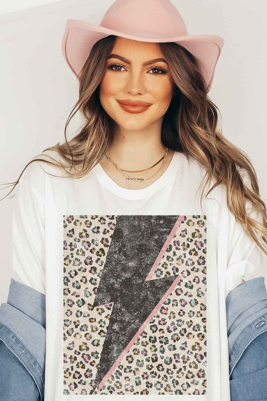 LEOPARD LIGHTNING GRAPHIC PLUS SIZE TEE / T-SHIRT