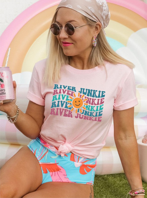 River Junkie Sun Colorful Graphic Tee